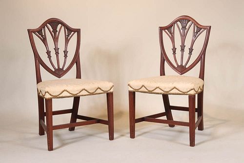 Pair of Federal Carved Mahogany Side Chairs