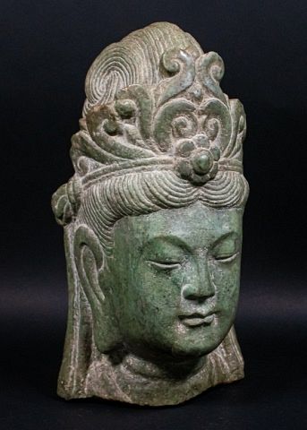 Chinese Carved Hardstone Bodhisattva Guaynin Head