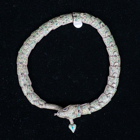 Taxco Sterling & Enamel Articulated Snake Necklace