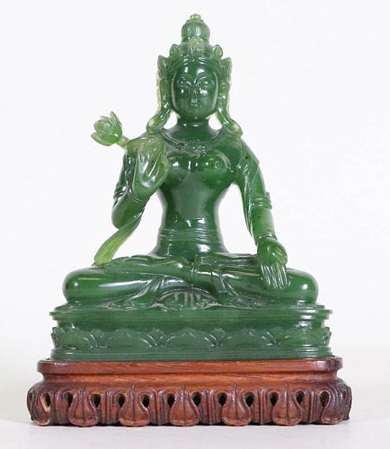 Finely Carved Nephrite Image of Bodhisattva