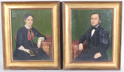 Oil on Board, Pair of American Portraits 