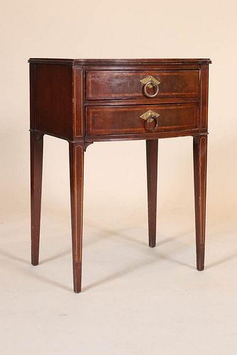 George III Style Inlaid Mahogany Two-Drawer Stand