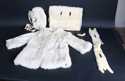 Vintage Best and Co Child's White Fur Coat and Cap