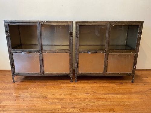 Pair Restoration Hardware Cabinets "Tool Chest"