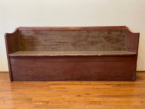Early 1800's Primitive Bench Old Red Paint 