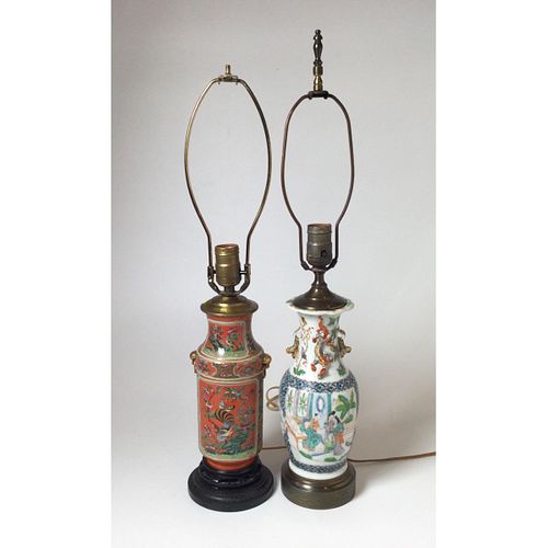 Lot of 2 Chinese Export Small Table Lamps