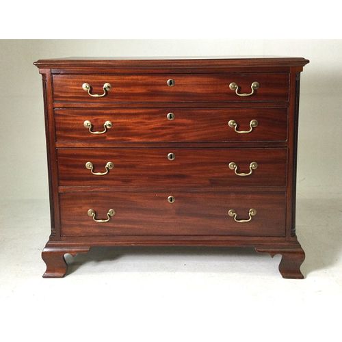 Mahogany Four Drawer Chest with Reeded Corners and Ogee Feet