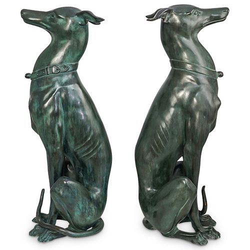 Pair Of Life Size Greyhound Bronzes
