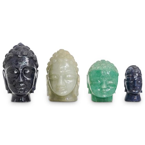 Lapis Lazuli & Jade Stone Carved Miniature Buddha Heads