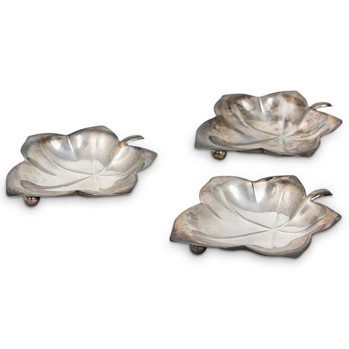 (3 Pc) Tiffany & Co. Sterling Leaf Dishes