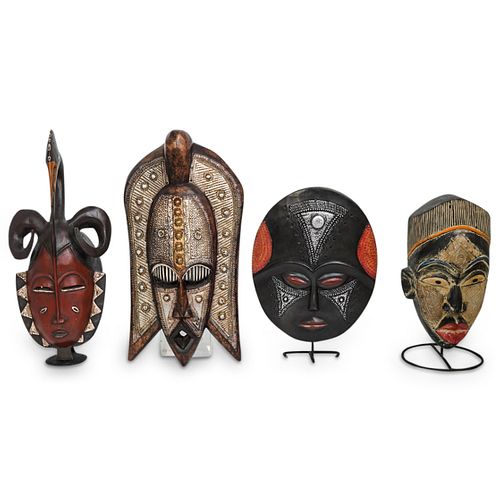 (4Pc) Africa Carved Wood Masks