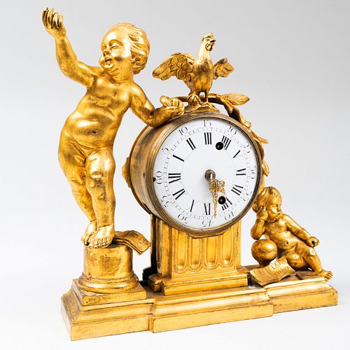 Louis XVI Style Gilt-Metal Mantel Clock