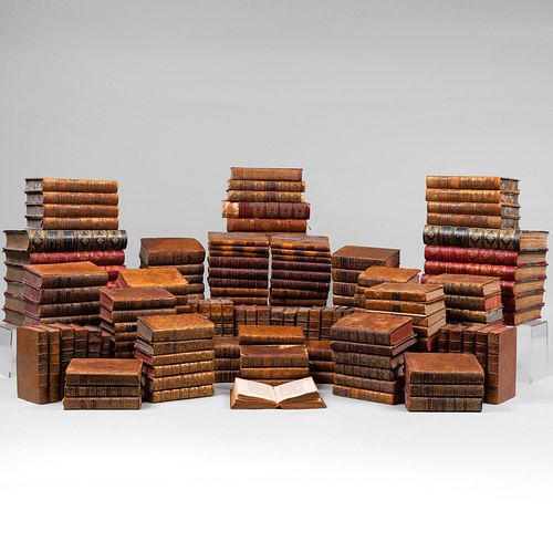 Large Group of Leather Bound Books