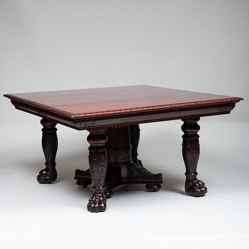 Late Victorian Carved Mahogany Extension Dining Table, in the Classical Taste