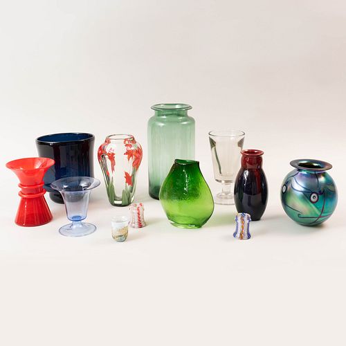 Group of Eight Studio Glass Vessels