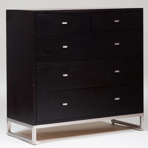 Modern Ebonized and Metal Chest of Drawers