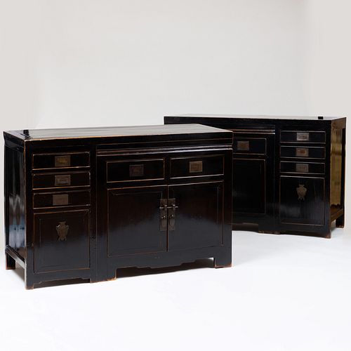 Two Chinese Black Lacquer Cabinets, of Recent Manufacture