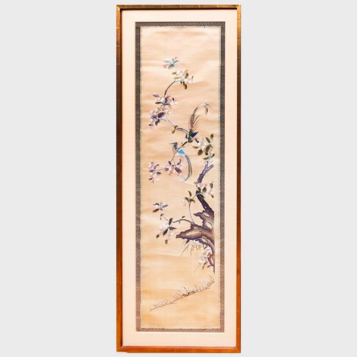 Chinese Silkwork Picture of Birds on Branches