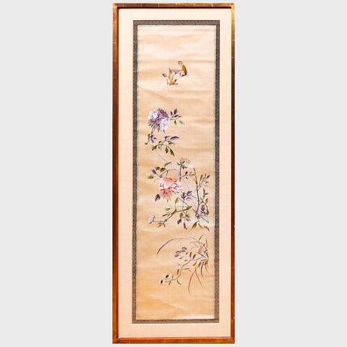 Chinese Silkwork Picture of Birds and Peony
