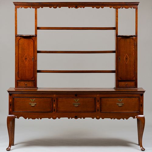 George III Style Inlaid Oak Welsh Dresser 