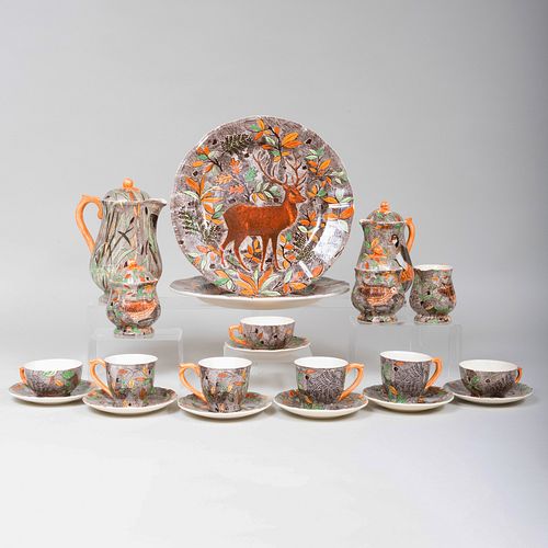 Gien Porcelain Part Dinner Service Decorated with Wild Game