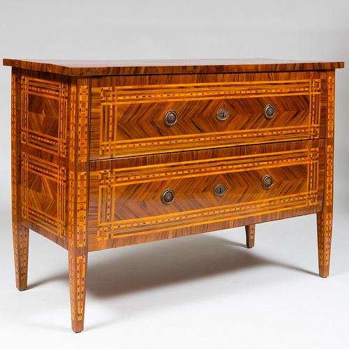 Italian Neoclassical Style Rosewood and Fruitwood Parquetry Chest of Drawers