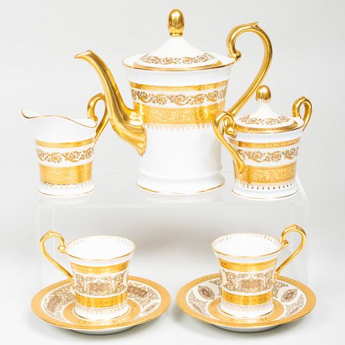 Raynaud Limoges Porcelain Gilt-Decorated Coffee Service