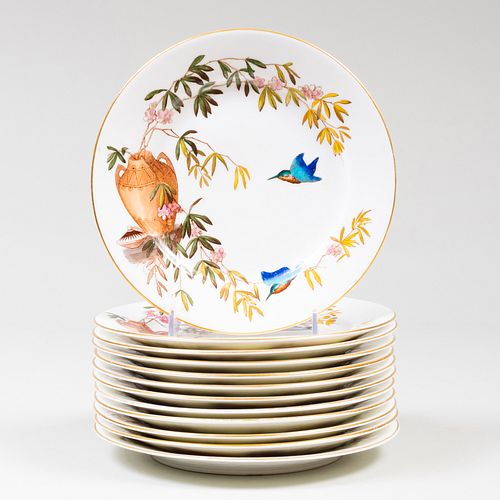 Set of Twelve George Jones & Sons Transfer Printed and Enriched Porcelain Dessert Plates
