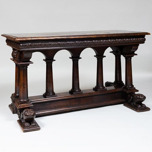 Italian Baroque Style Stained Walnut Trestle Table