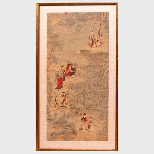 Chinese Scroll Fragment of Immortals in a Landscape