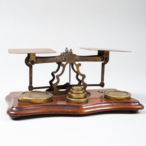 English T.J. Smith & Son Co. Brass-Mounted Mahogany Postal Scale