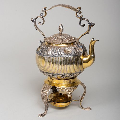 Continental Silver-Gilt Teapot on Stand