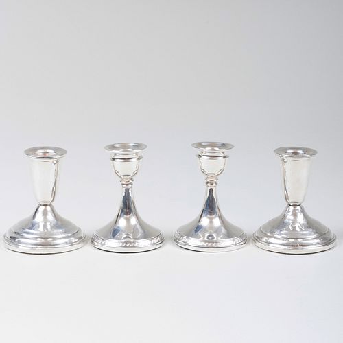 Pair of English Silver Candlesticks and a Pair of American Silver Candlesticks
