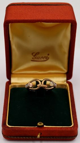 JEWELRY. Gucci 18kt Gold & Sterling Horse Bit Ring