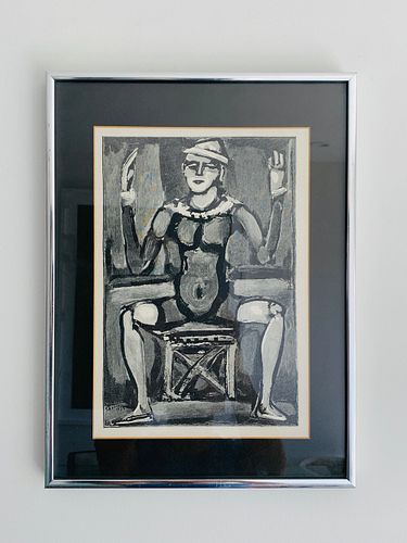1950s Georges Rouault Woodcut Clown Assis