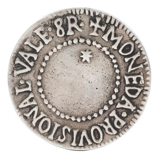 Réplica moneda de 8 reales. Real de Catorce, San Luis Potosí, México, 1811. Elaborada en plata. 39 mm. 26 g.