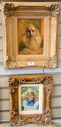 Two Piece Lot, to include Cydney Grossman (American, 1909 - 2000), portrait of a man, oil on masonite, signed lower right "Cydney"; along with a portr
