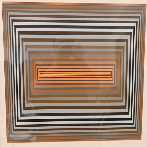 Victor Vasarely (Hungarian, 1906 - 1997), Vonal-Lap, 1985, serigraph in colors on Arches, signed and numbered "41/250" in pencil in the lower margin, 