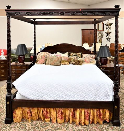 Baker King Size Mahogany Canopy Bed, Spanish King Size Bed Dimensions