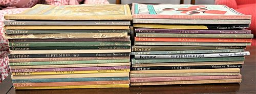 36 Piece Lot of Fortune Magazines, to include copies from the early 1930's, some having water and spine damage, 14" x 11".