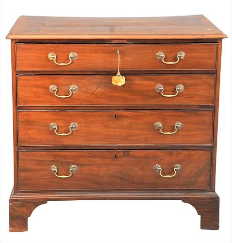 Mahogany Four Drawer Chest, on bracket base, height 40 inches, width 38 inches.