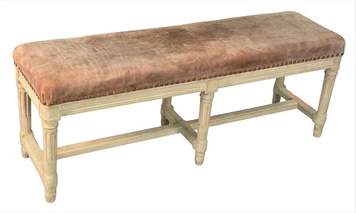 Louis XVI Style Bench, having upholstered top, height 18 inches, length 49 inches.