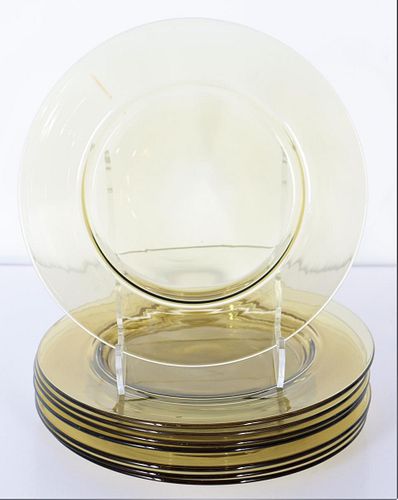 (8) Steuben Amber Glass Plates
