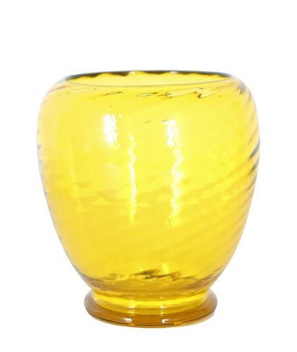 Art Glass Mustard Wide Vase