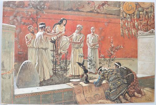 After Camillo Miola, "The Oracle" Italian Fresco