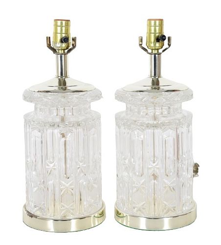 Pair of Cut Glass Accent Lamps