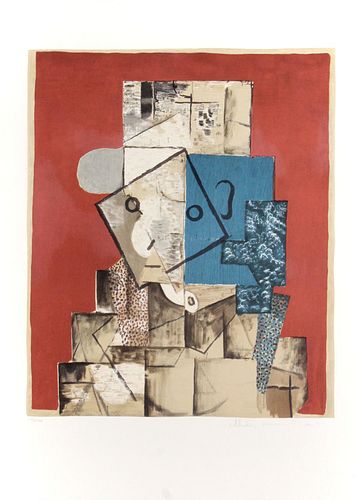 Pablo Picasso (After) - Visage Sur Fond Rouge