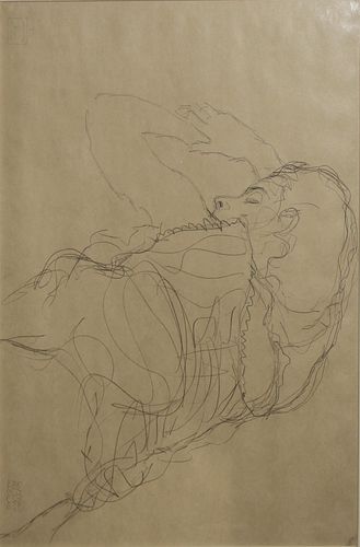 Gustav Klimt  (After)- Half-nude Laying on Her Stomach