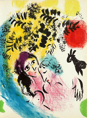 Marc Chagall - Lovers with Red Sun