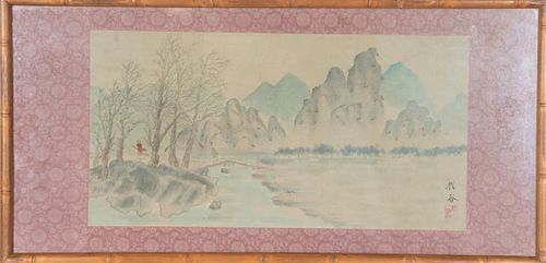 Antique Chinese Watercolor Landscape